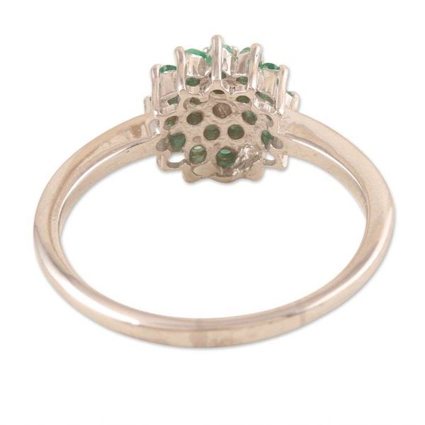Alternate image for Handcrafted Rhodium-Plated Emerald Cocktail Ring Petal Soft in Green