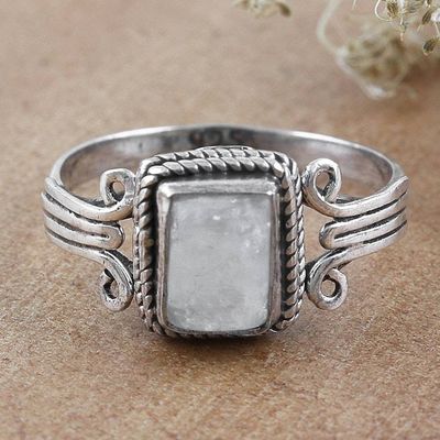 Alternate image for Artisan Crafted Rainbow Moonstone Single Stone Ring Cloud Gate
