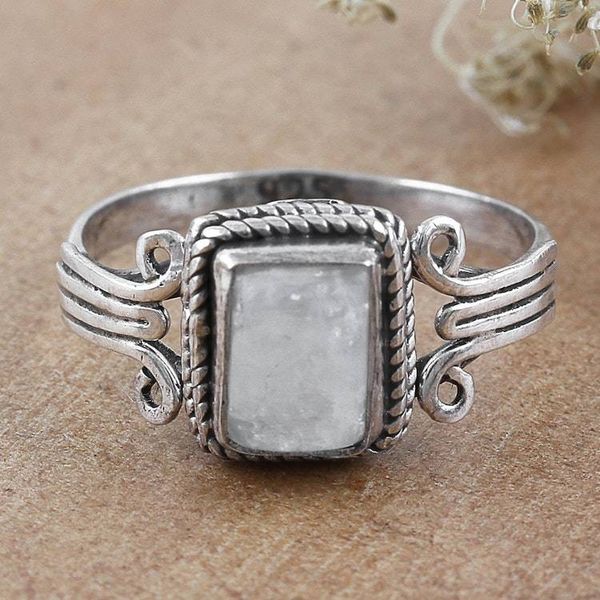 Alternate image for Artisan Crafted Rainbow Moonstone Single Stone Ring Cloud Gate