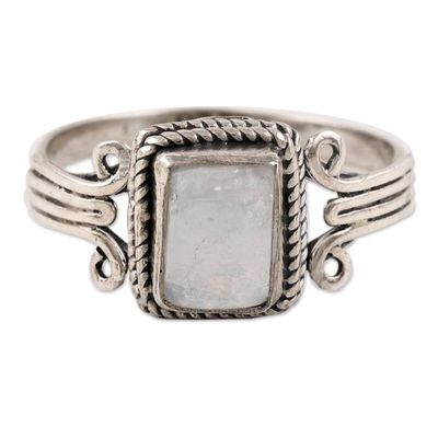 Alternate image for Artisan Crafted Rainbow Moonstone Single Stone Ring Cloud Gate