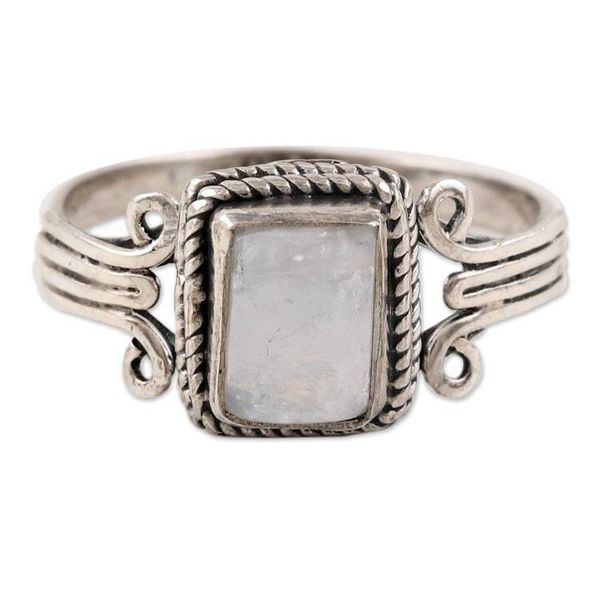 Alternate image for Artisan Crafted Rainbow Moonstone Single Stone Ring Cloud Gate