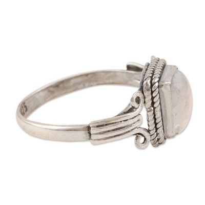 Alternate image for Artisan Crafted Rainbow Moonstone Single Stone Ring Cloud Gate