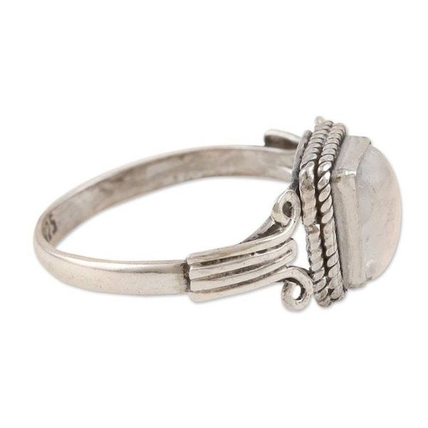 Alternate image for Artisan Crafted Rainbow Moonstone Single Stone Ring Cloud Gate