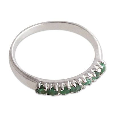 Alternate image for Fair Trade High-Polished Faceted Round Emerald Band Ring Harmonious Princess