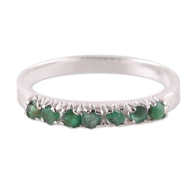 Alternate image for Fair Trade High-Polished Faceted Round Emerald Band Ring Harmonious Princess