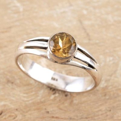 Alternate image for Citrine and Sterling Silver Single Stone Ring Golden Wish
