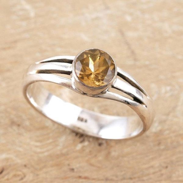 Alternate image for Citrine and Sterling Silver Single Stone Ring Golden Wish