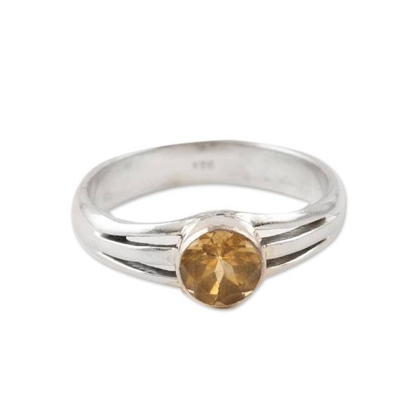Alternate image for Citrine and Sterling Silver Single Stone Ring Golden Wish