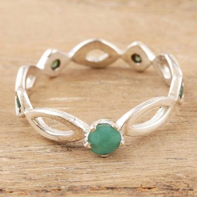 Primary image for Polished Sterling Silver Band Ring with Emerald Jewels Emerald Princess