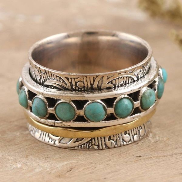 Alternate image for Hand Crafted Sterling Silver and Brass Meditation Ring Cool Off