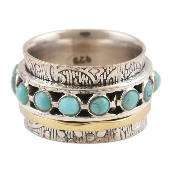 Alternate image for Hand Crafted Sterling Silver and Brass Meditation Ring Cool Off