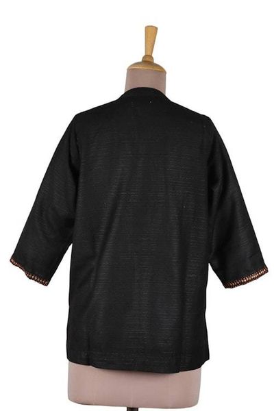 Alternate image for Hand-Embroidered Black Tunic with Golden-Hued Beaded Accents Mystic Allure