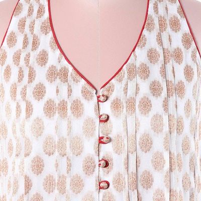 Alternate image for Block-Printed Gold Motif Viscose Blouse from India Golden Dreams