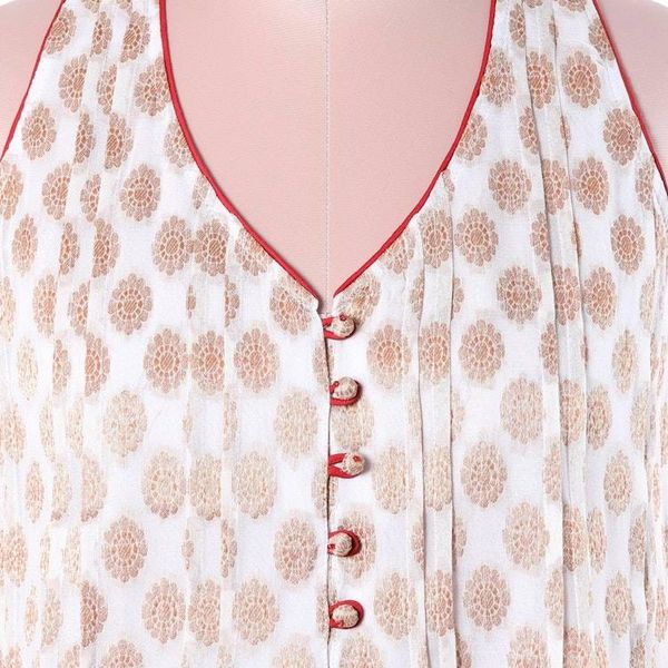 Alternate image for Block-Printed Gold Motif Viscose Blouse from India Golden Dreams