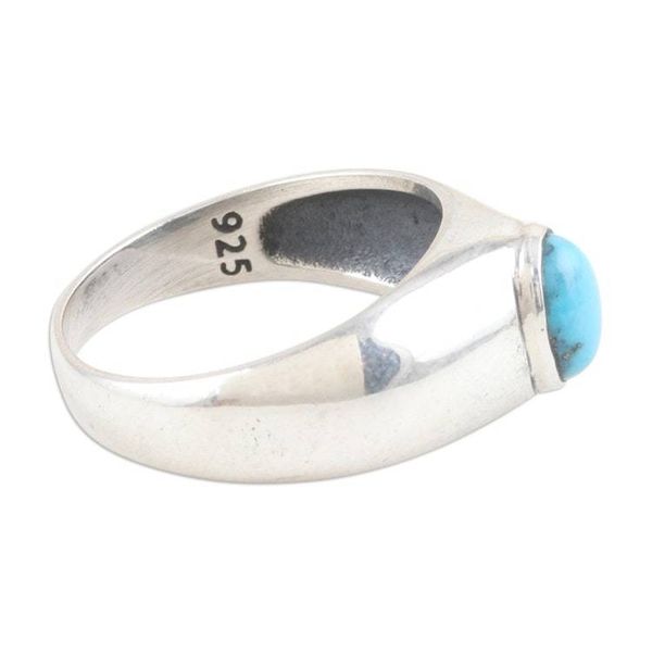 Alternate image for Sterling Silver Single-Stone Ring with Recon Turquoise Ocean Accent