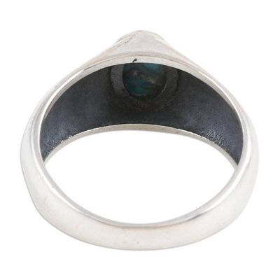 Alternate image for Sterling Silver Single-Stone Ring with Recon Turquoise Ocean Accent