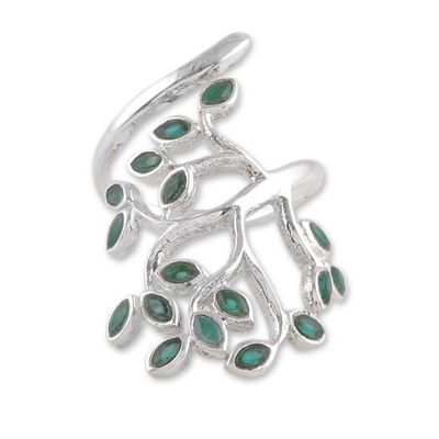 Alternate image for Leaf-Themed Sterling Silver  Green Onyx Cocktail Wrap Ring Glorious Greenery