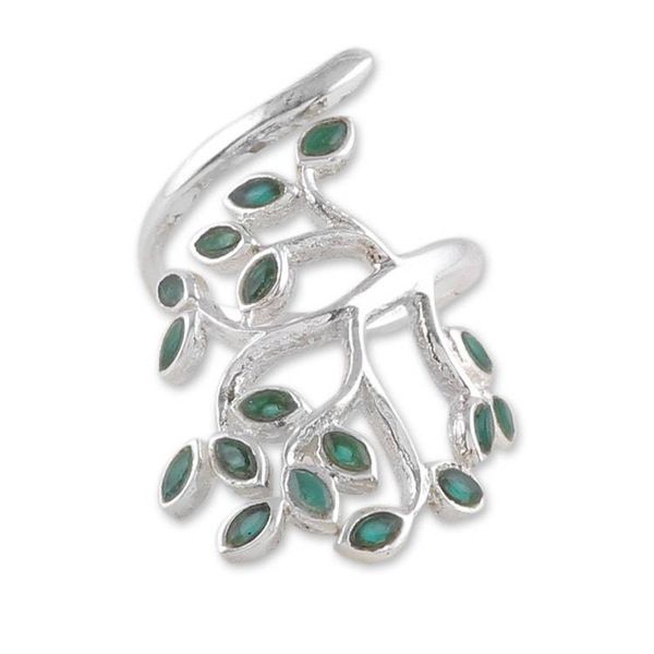 Alternate image for Leaf-Themed Sterling Silver  Green Onyx Cocktail Wrap Ring Glorious Greenery