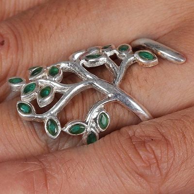 Alternate image for Leaf-Themed Sterling Silver  Green Onyx Cocktail Wrap Ring Glorious Greenery