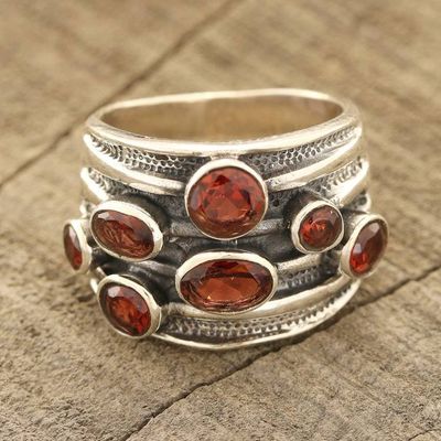 Alternate image for Faceted Garnet Cocktail Ring from India Scarlet Passion