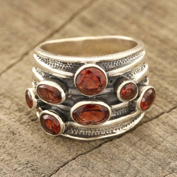 Alternate image for Faceted Garnet Cocktail Ring from India Scarlet Passion