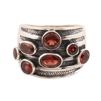 Alternate image for Faceted Garnet Cocktail Ring from India Scarlet Passion
