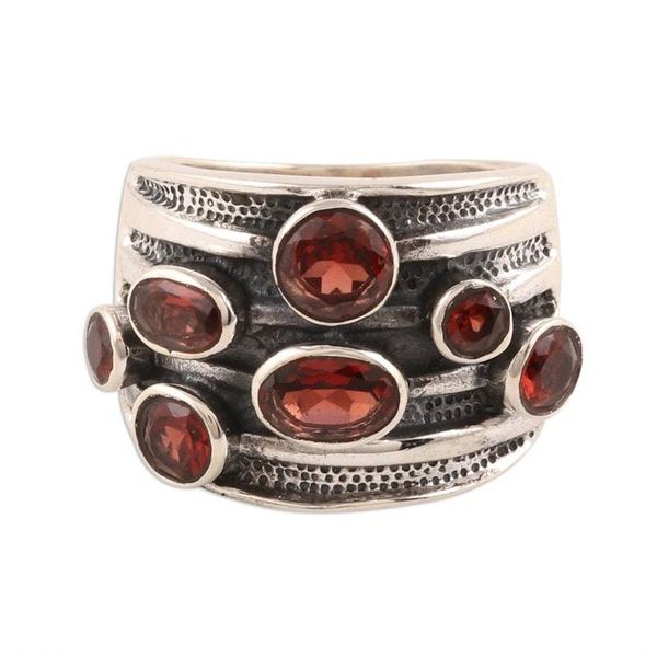 Alternate image for Faceted Garnet Cocktail Ring from India Scarlet Passion