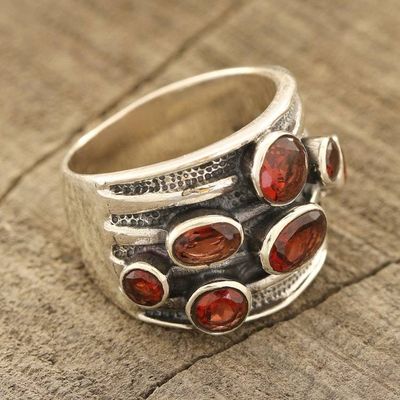 Alternate image for Faceted Garnet Cocktail Ring from India Scarlet Passion