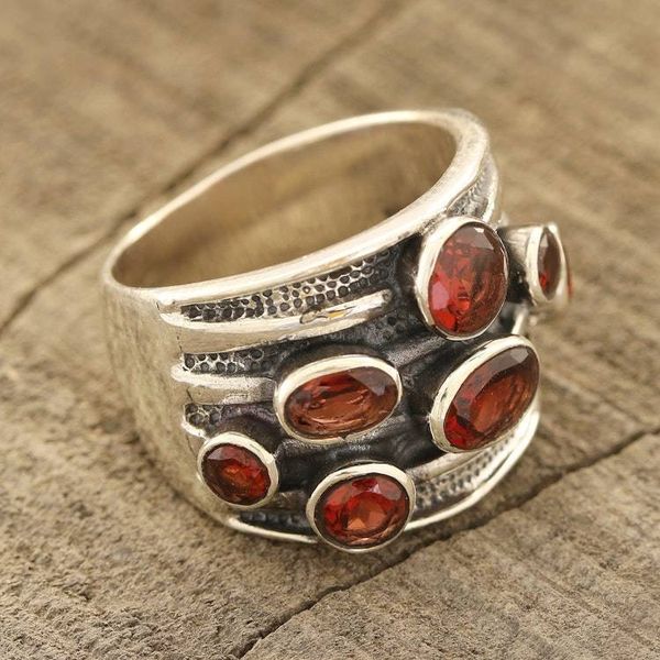 Alternate image for Faceted Garnet Cocktail Ring from India Scarlet Passion