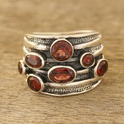 Alternate image for Faceted Garnet Cocktail Ring from India Scarlet Passion