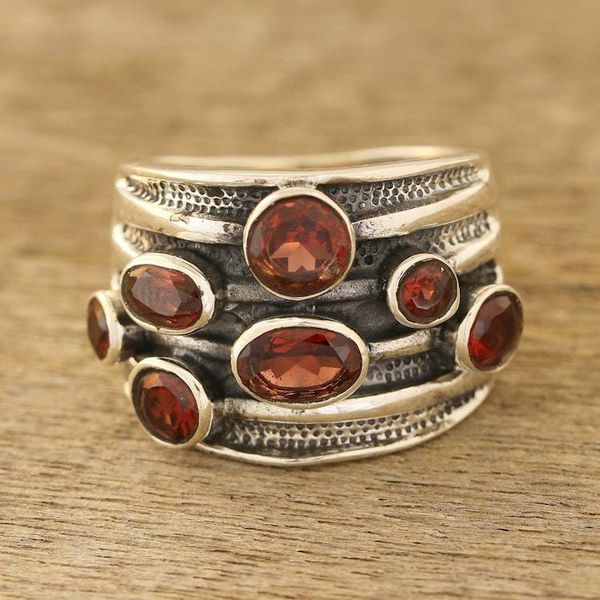 Alternate image for Faceted Garnet Cocktail Ring from India Scarlet Passion