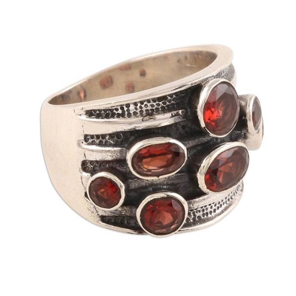 Alternate image for Faceted Garnet Cocktail Ring from India Scarlet Passion