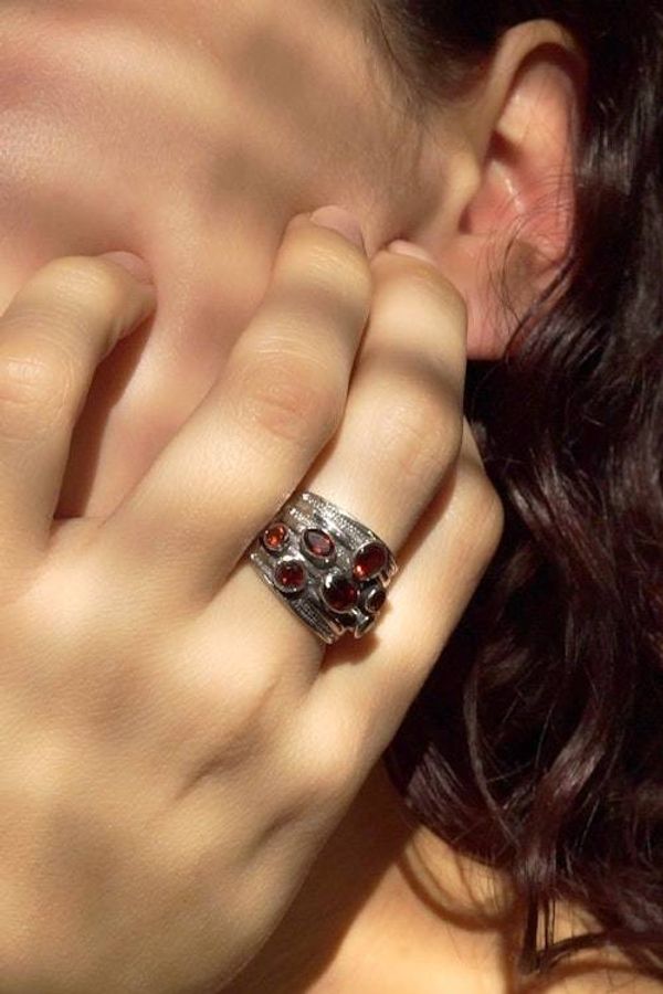 Alternate image for Faceted Garnet Cocktail Ring from India Scarlet Passion