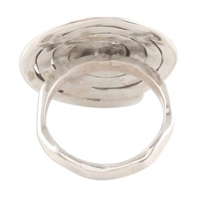 Alternate image for Spiral Pattern Floral Cultured Pearl Cocktail Ring Spiral Flower