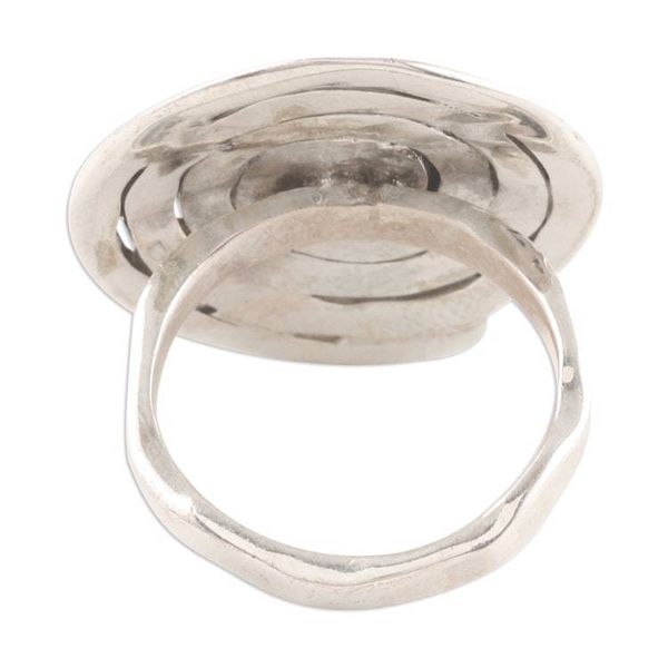 Alternate image for Spiral Pattern Floral Cultured Pearl Cocktail Ring Spiral Flower