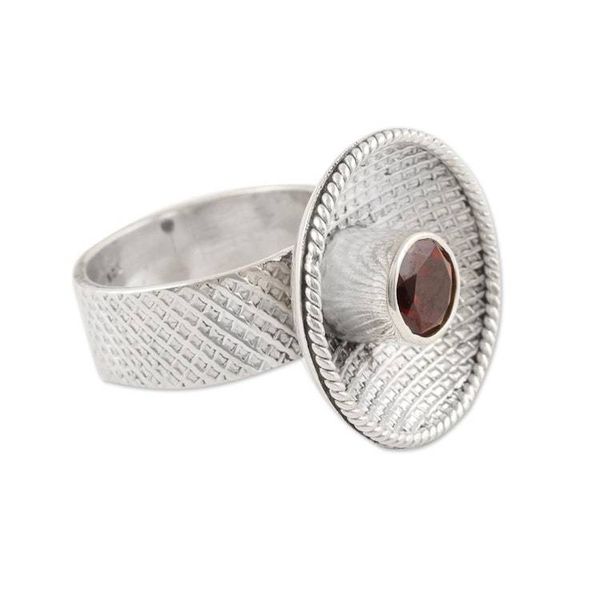 Alternate image for Garnet cocktail ring Checkered Fountain