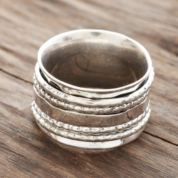 Alternate image for Patterned Sterling Silver Spinner Ring from India Rotating Style