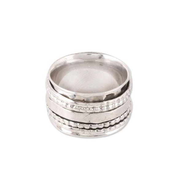 Alternate image for Patterned Sterling Silver Spinner Ring from India Rotating Style