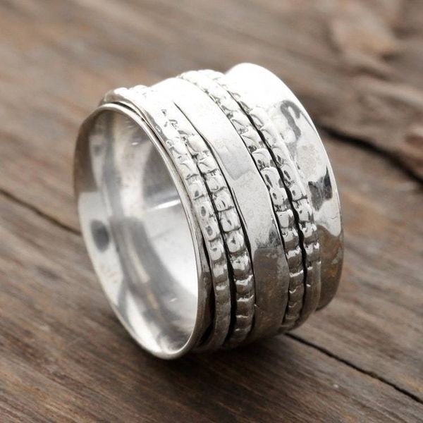 Alternate image for Patterned Sterling Silver Spinner Ring from India Rotating Style