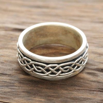 Alternate image for Celtic Pattern Sterling Silver Spinner Ring from India Celtic Illusion