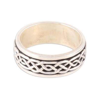 Alternate image for Celtic Pattern Sterling Silver Spinner Ring from India Celtic Illusion