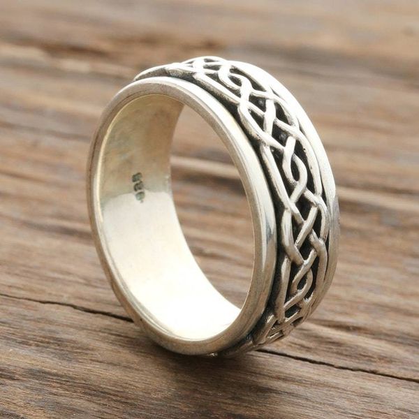 Alternate image for Celtic Pattern Sterling Silver Spinner Ring from India Celtic Illusion