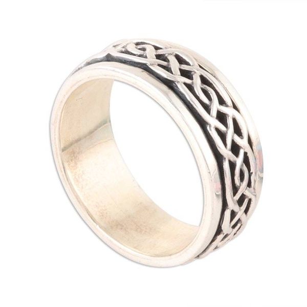 Alternate image for Celtic Pattern Sterling Silver Spinner Ring from India Celtic Illusion
