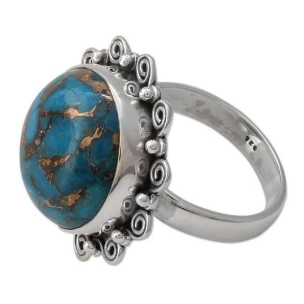 Alternate image for Indian Blue Composite Turquoise on Sterling Silver Ring Solar Blues
