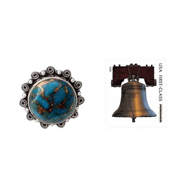 Alternate image for Indian Blue Composite Turquoise on Sterling Silver Ring Solar Blues