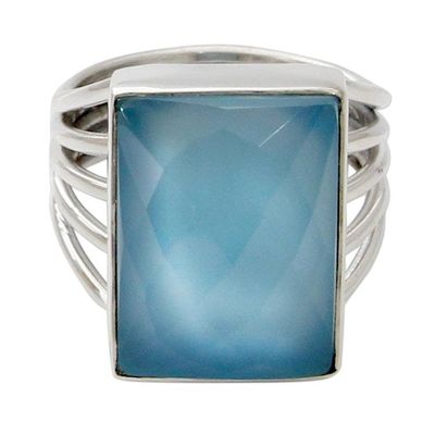 Alternate image for Artisan Crafted Chalcedony and Sterling Silver Cocktail Ring Sky Reflection