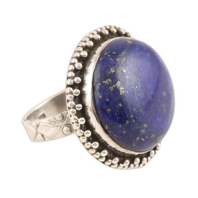 Alternate image for Sterling Silver Lapis Lazuli Round Cabochon Ring Regal Moon