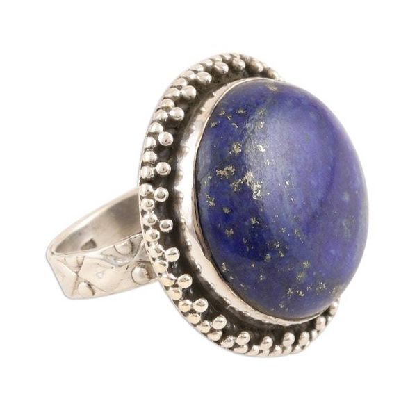 Alternate image for Sterling Silver Lapis Lazuli Round Cabochon Ring Regal Moon