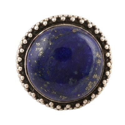 Alternate image for Sterling Silver Lapis Lazuli Round Cabochon Ring Regal Moon