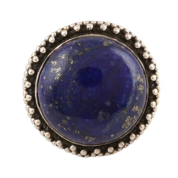 Alternate image for Sterling Silver Lapis Lazuli Round Cabochon Ring Regal Moon